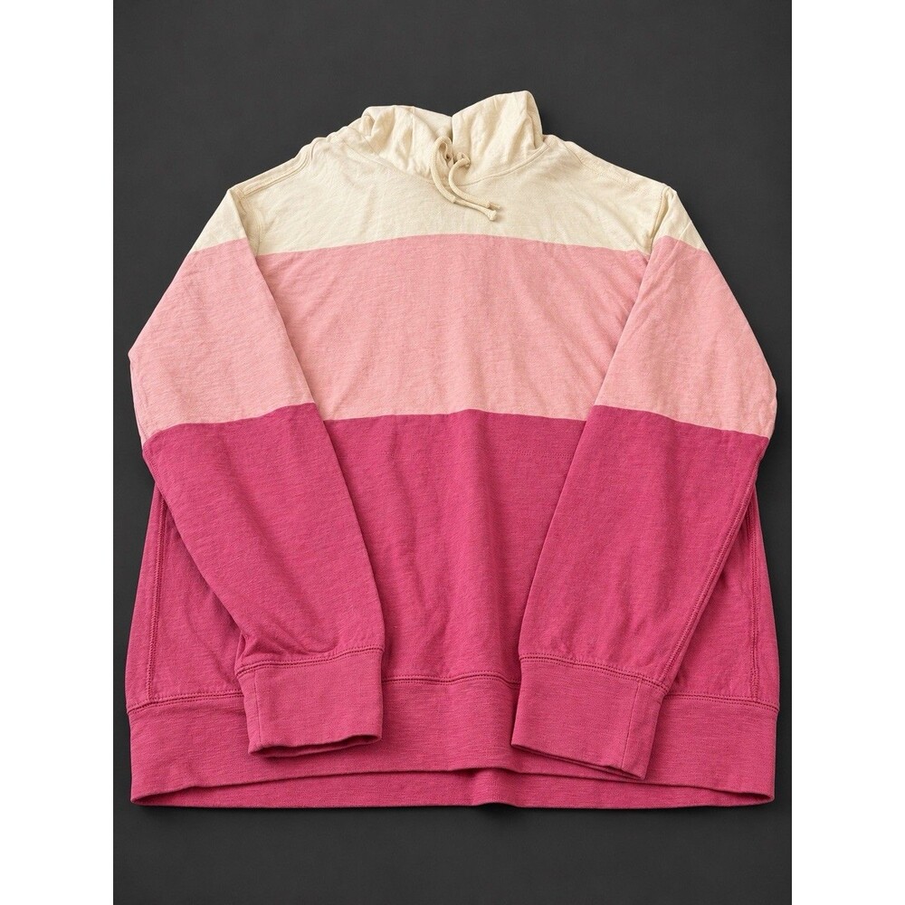 Title: J.Crew New Goods Colorblock Slub Cotton Hoodie Pink Cream Size L